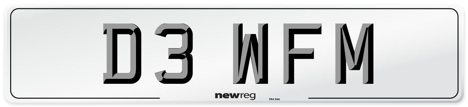 D3 WFM Number Plate from New Reg